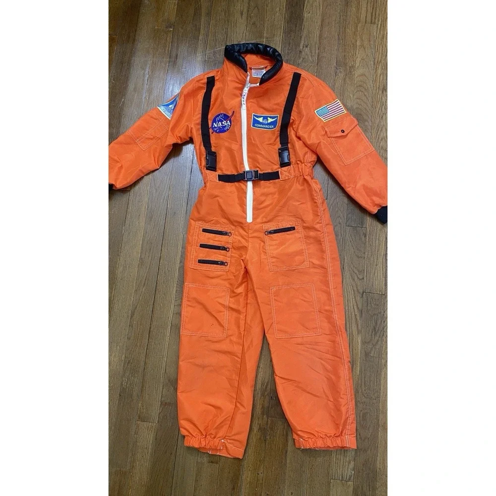 Big Kids NASA Astronaut Costume Orange Space Suit Jumpsuit Size 8-10 (Large)